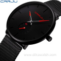 CRRJU 2150 Men Quartz Luxury Brand Watch Black Stainless Steel Minimalist Male Analog Clock Waterproof Watches Men Wrist Digital